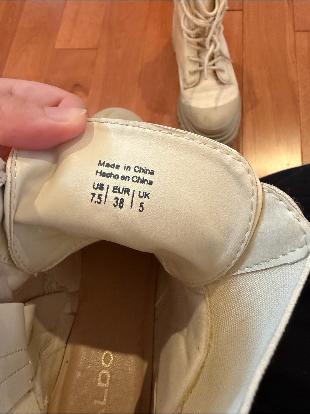 ALDO Cream Chunky Lace Up Combat Boots Size 7.5 - Picture 4 of 11